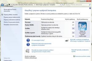 Ocena mocy komputera przy pomocy indeksu wydajności w Windows 7 